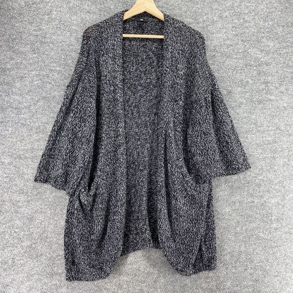 H&M Cardigan Women 10 Gray Knit Open Front Long Sleeve Pockets Acrylic Casual - Picture 1 of 9